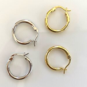 Small Gold Hoops, Silver Hoop Earrings, Minimalist Earrings, Simple Gold Silver Huggies, Unisex Hoops, 18K Gold Vermeil, 925 Sterling Silver