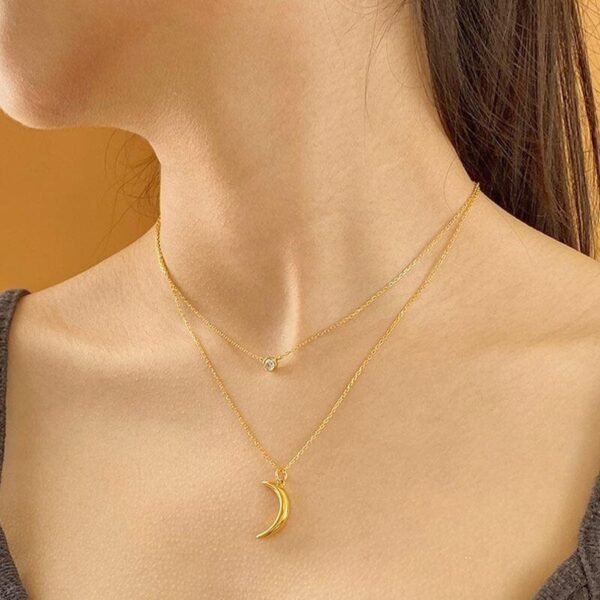 Gold Moon Pendant, Crescent Necklace, Minimalist Necklace, Celestial Pendant, 18K Gold Vermeil, Gold Horn Necklace, Dainty Gold Necklace - Image 4