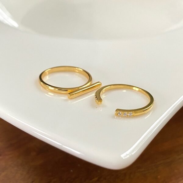 Dainty Open Ring, CZ Cuff Ring, Open Eternity Ring For Women, Crystal Open Band, Promise Ring, Adjustable Ring, 18K Gold Stacking Ring - Image 4