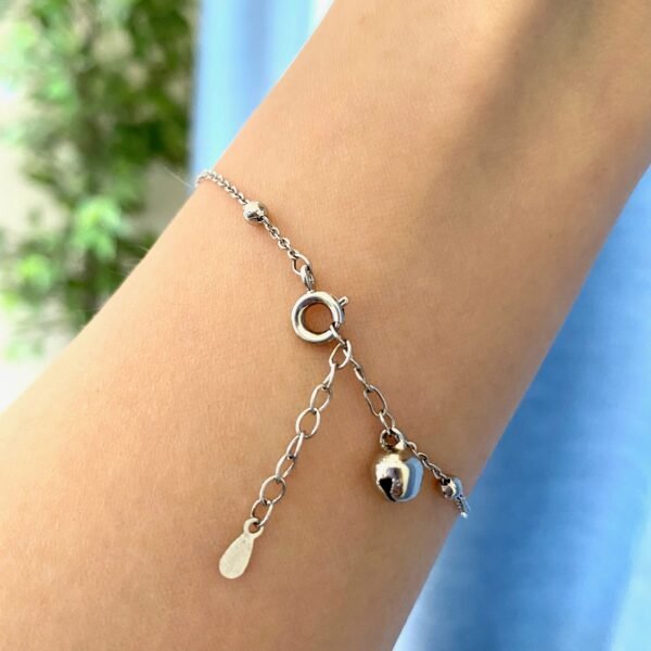 Starfish Bracelet, Silver Sea Star Bracelet, Starfish Anklet, 925 Sterling Silver, Silver Beaded Chain, Dainty Silver Charm Bracelet, Gift - Image 2