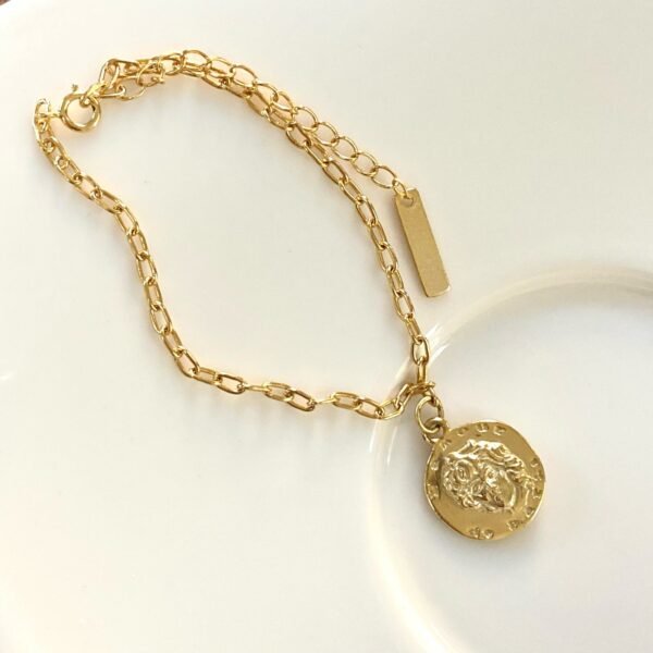 Gold Coin Bracelet, 18K Gold Vermeil Bracelet, Gold Medallion Bracelet For Women, Roman Coin Bracelet, Greek Coin, Stackable Bracelet - Image 2