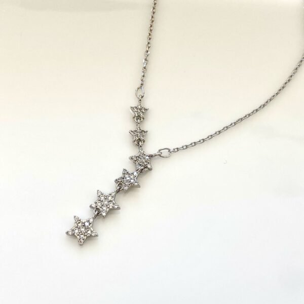 Silver Star Necklace, Falling Star Pendant, Silver Celestial Necklace, Dainty Silver Necklace for Women, Sparkling Stars, Layering Necklace - Image 2