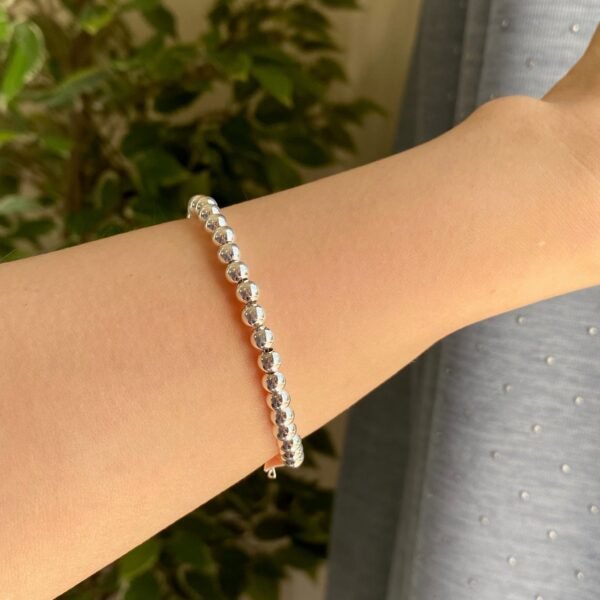Silver Bead Bracelet, Silver Ball Bracelet, Minimalist Bracelet, Sterling Silver Bracelet, Beaded Chain, Unisex Bracelet, Everyday Bracelet - Image 3