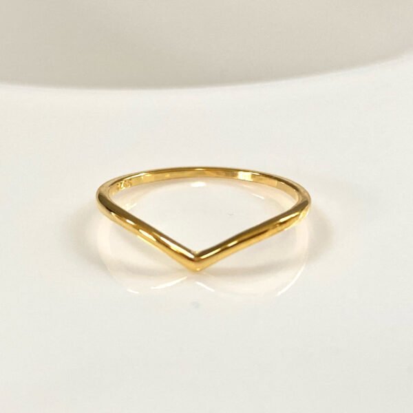 18K Gold Vermeil Chevron Ring, Thin Gold Wave Ring, Wide V Shape Ring, Gold Stacking Ring, Minimalist Ring, Dainty Ring, Skinny Gold Ring - Image 2
