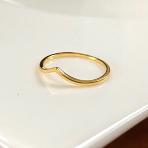 18K Gold Vermeil Chevron Ring, Thin Gold Wave Ring, Wide V Shape Ring, Gold Stacking Ring, Minimalist Ring, Dainty Ring, Skinny Gold Ring