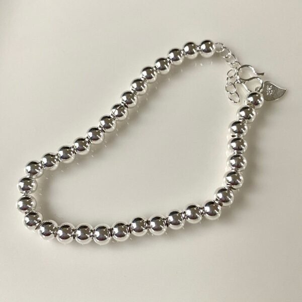 Silver Bead Bracelet, Silver Ball Bracelet, Minimalist Bracelet, Sterling Silver Bracelet, Beaded Chain, Unisex Bracelet, Everyday Bracelet - Image 2