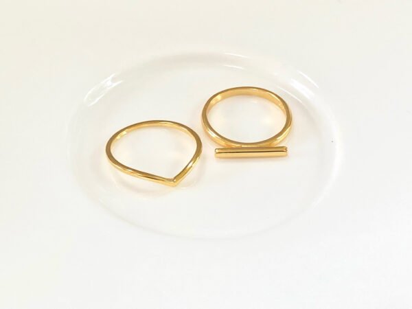 18K Gold Vermeil Chevron Ring, Thin Gold Wave Ring, Wide V Shape Ring, Gold Stacking Ring, Minimalist Ring, Dainty Ring, Skinny Gold Ring - Image 6