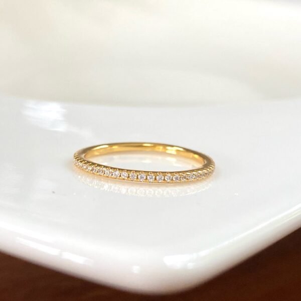 Thin Eternity Ring, Dainty Stackable Ring For Women, Skinny CZ Stacking Band 18K Gold, Delicate Ring, Tiny Crystal Pave Ring, Infinity Ring - Image 2