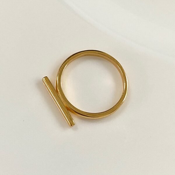 Gold Bar Ring, 18K Gold Vermeil Ring, Dainty Line Ring, Gold Minimalist Ring, Simple Gold Ring, Modern Stylish Ring, Everyday Simple Ring - Image 4