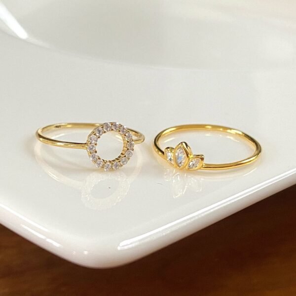 Open Circle CZ Ring, Pave CZ Round Ring, Halo Ring, Round Crystal Ring, Karma Ring, Dainty Stackable Ring for Women, Gold Eternity Ring - Image 7