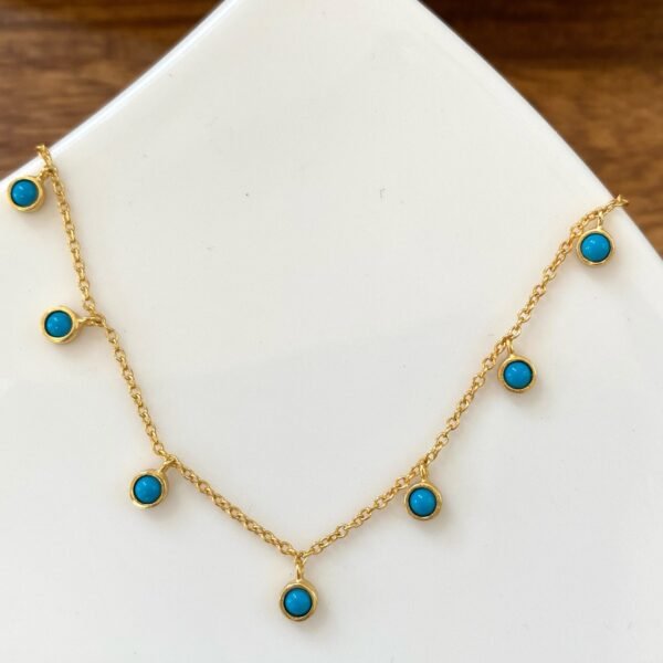 Turquoise Necklace, December Birthstone Necklace, Dainty Turquoise Station Necklace, Genuine Turquoise Jewelry For Women, Christmas Gift - Image 2