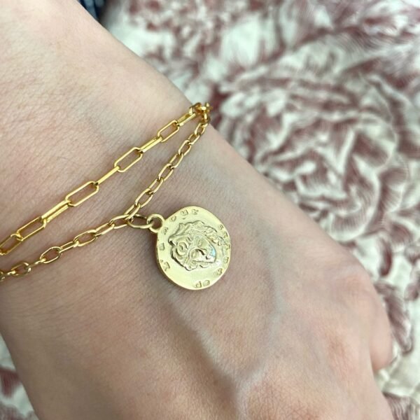 Gold Coin Bracelet, 18K Gold Vermeil Bracelet, Gold Medallion Bracelet For Women, Roman Coin Bracelet, Greek Coin, Stackable Bracelet - Image 3