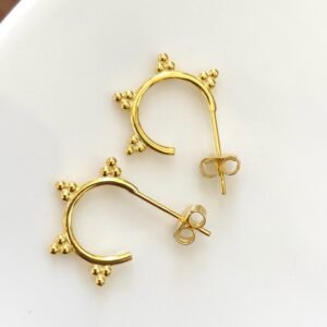 Gold Hoop Studs, Dainty Earrings for Women, Minimalist Studs, Gold Vermeil Hoops, Everyday Hoops, Christmas Gift, Cute Jewelry, Tiny Spheres