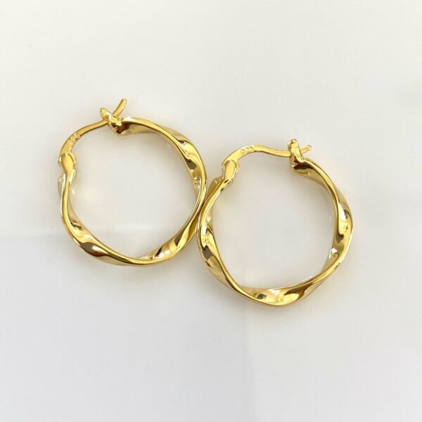 Twisted Gold Hoops, Wave Hoop Earrings, Minimalist Hoops, Modern Gold Hoops, 18K Gold Vermeil Earrings, Twist Hoop Huggies, Croissant Hoops - Image 4