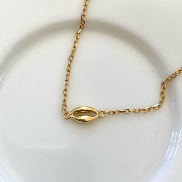 Cowrie Shell Bracelet, 18K Gold Vermeil, Gold Shell Bracelet For Women, Dainty Bracelet, 925 Sterling Silver, Delicate Stacking Bracelet - Image 5