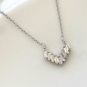 Silver Chevron Necklace, Silver Pendant For Women, CZ Victory Pendant Necklace, Minimalist Necklace, V Shaped Necklace, 925 Sterling Silver