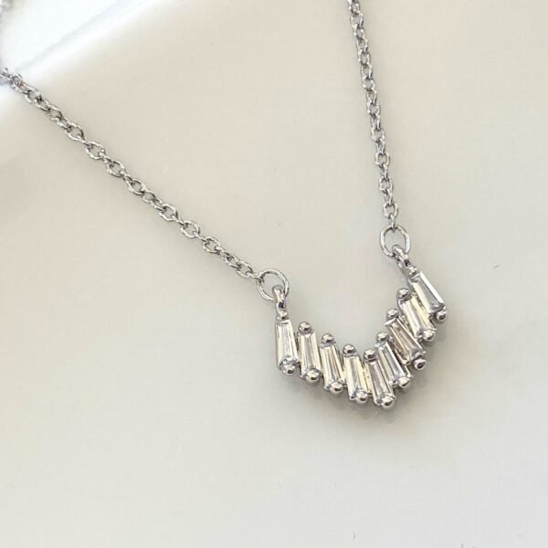 Silver Chevron Necklace, Silver Pendant For Women, CZ Victory Pendant Necklace, Minimalist Necklace, V Shaped Necklace, 925 Sterling Silver